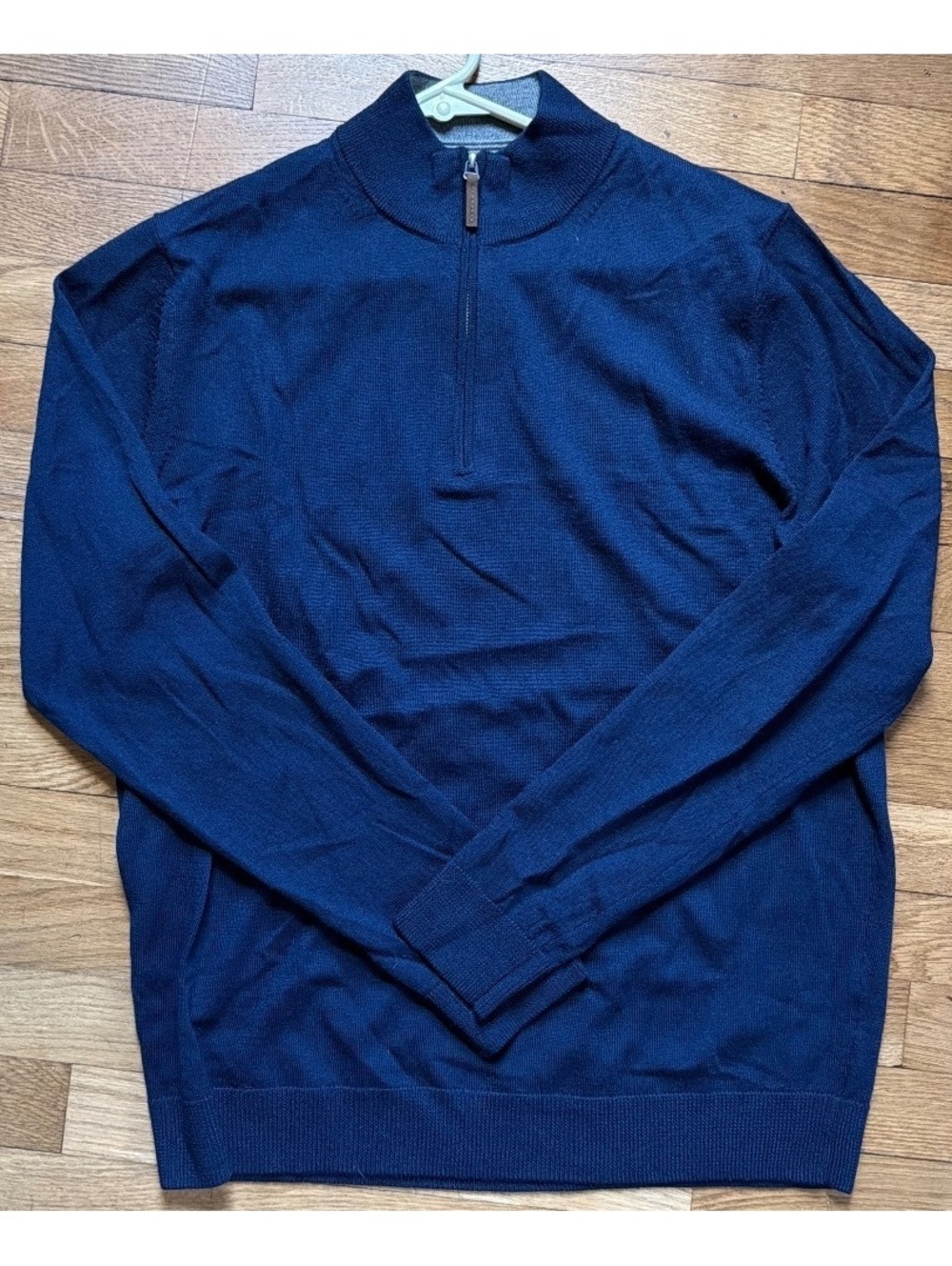 Large - Men - Nordstrom Navy Merino Wool Half-Zip Sweater